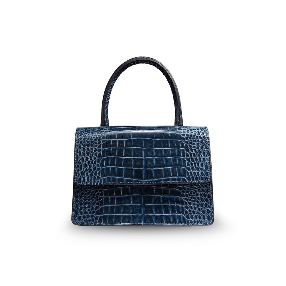 ai Mini Croc Crossbody in Navy Made in Seoul